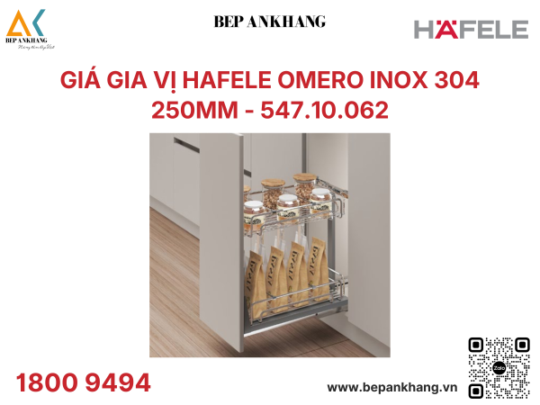 Giá Gia Vị Hafele Omero Inox 304 250mm - 547.10.062